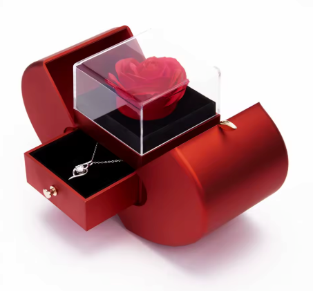 Caja Manzana ROJA con Rosa ETERNA para Bisutería en SAN VALENTÍN 🌹 para BISUTERÍA