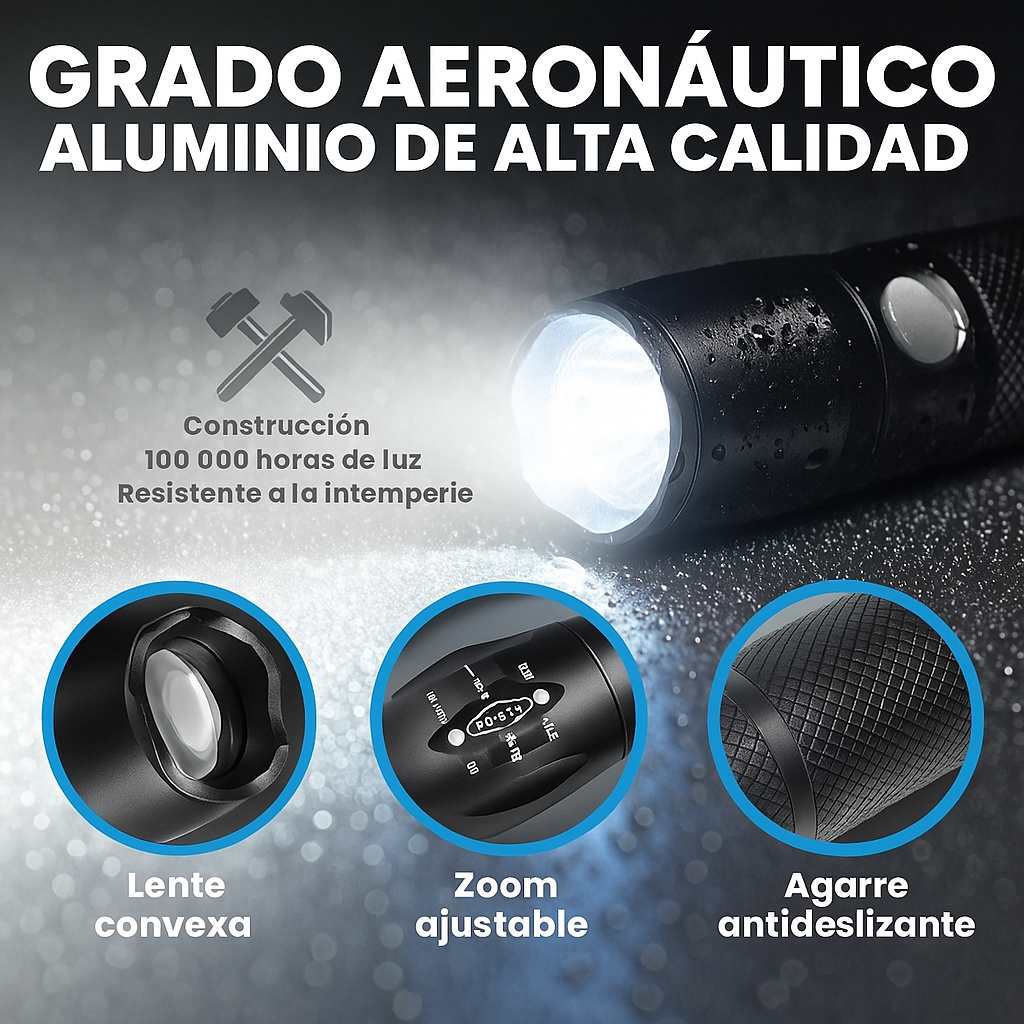 Explora sin límites con nuestra Linterna LED X22: luz potente y resistente para camping, pesca y caza