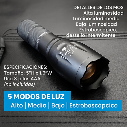 Explora sin límites con nuestra Linterna LED X22: luz potente y resistente para camping, pesca y caza
