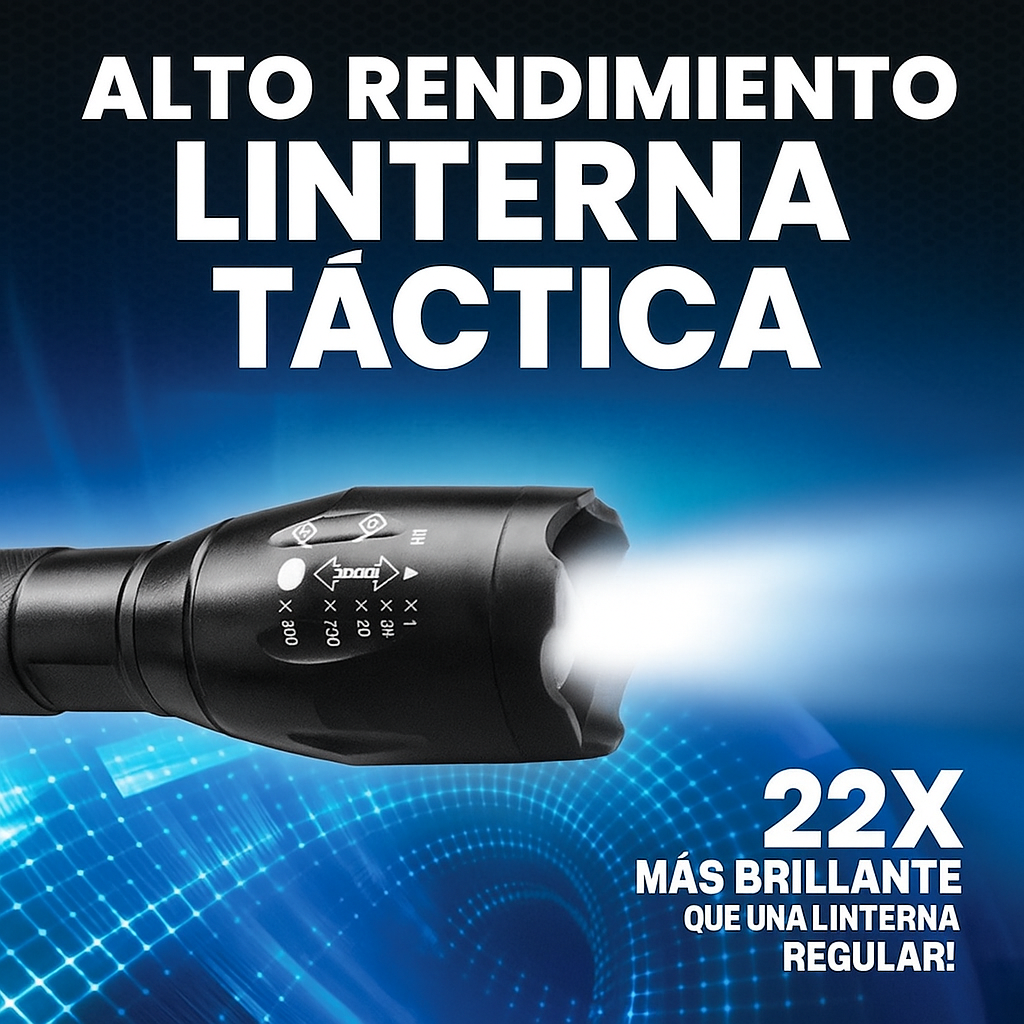 Explora sin límites con nuestra Linterna LED X22: luz potente y resistente para camping, pesca y caza