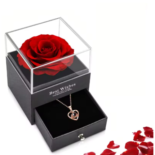 Caja 🎁 SAN VALENTÍN con Rosa ETERNA 🌹 para BISUTERÍA