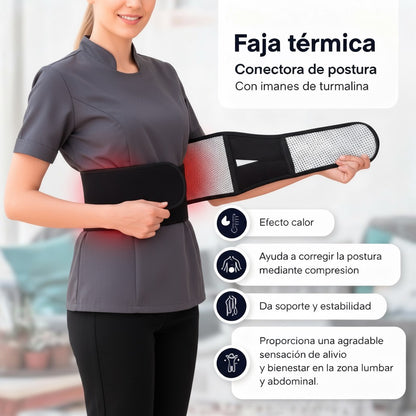 Alivia tu espalda y aguanta el día sin dolor con nuestra Faja TÉRMICA LUMBAR con Imanes de Turmalina