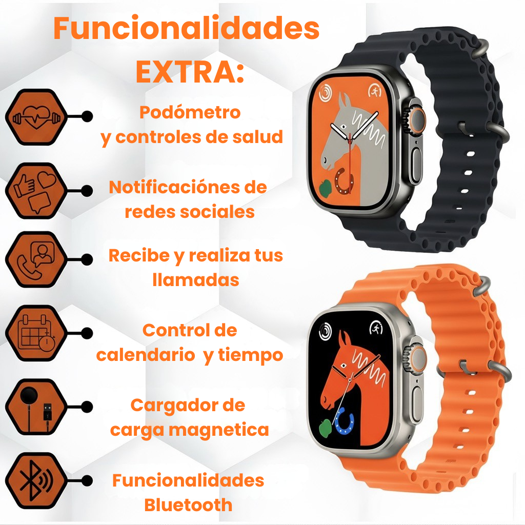 Mantente activo y conectado con el Smartwatch Ultra Pro con Doble Correa y Bluetooth Integrado